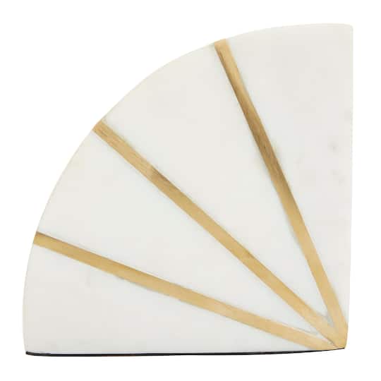 CosmoLiving by Cosmopolitan White Marble Glam Bookends, 5" x 5" x 2"